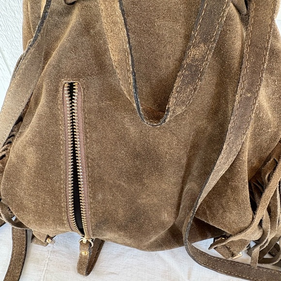 Brown Suede Fringe Backpack main image 9